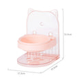 Grey cat ear pet feeding bowl in adjustable hanging cage with anti-spill design