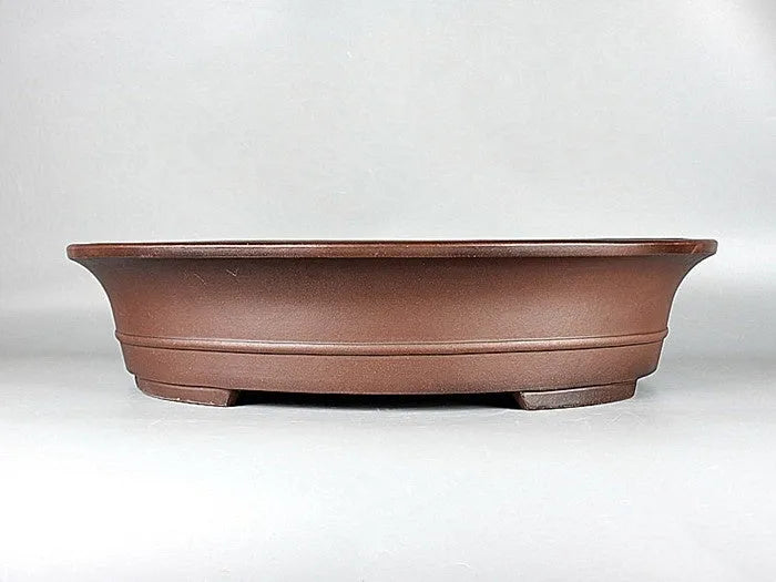 Handmade antique oval large bonsai pot in Yixing Purple Mud measuring 66cm by 53cm by 14.5cm