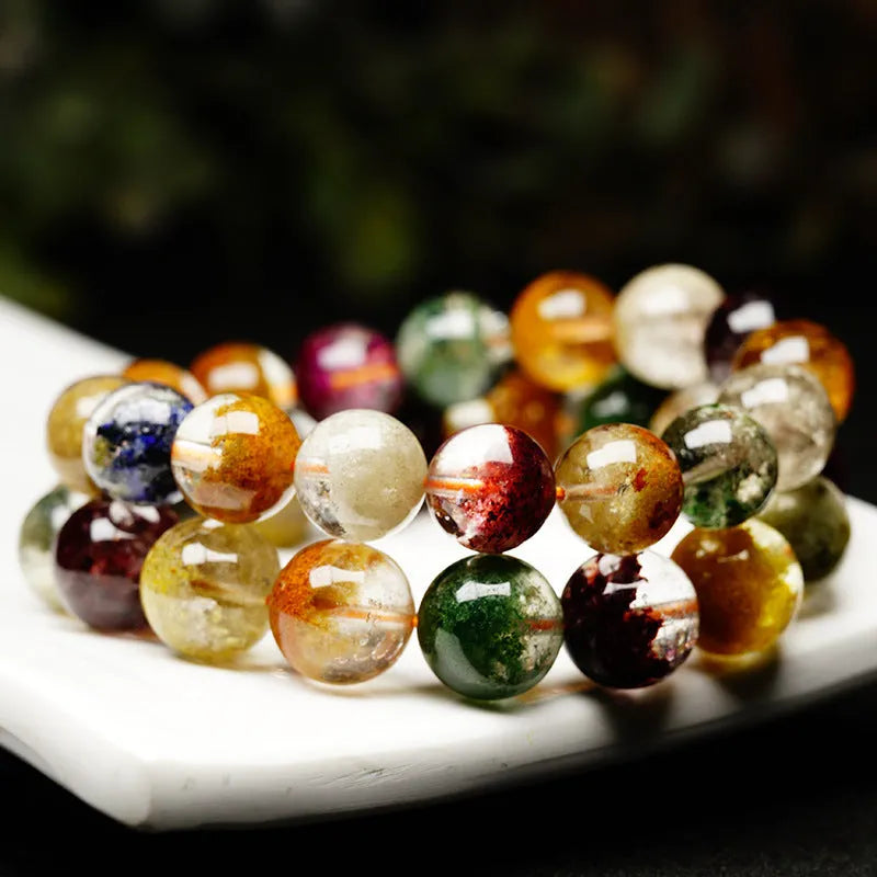Crystal ball bracelet with colourful ghost cornucopia design and 10mm beads