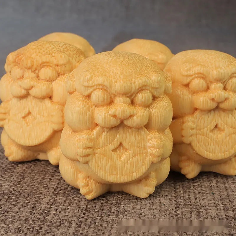 Small solid bamboo carving ornament with traditional craft style, 4.5cm tall.