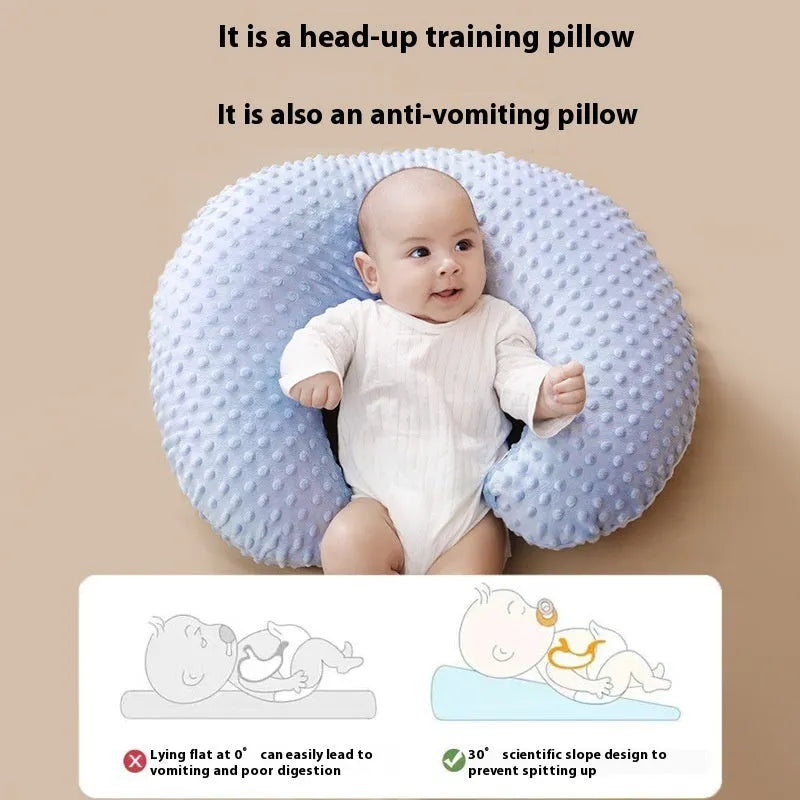 Nursing pillow with spill prevention feature in choice of four colours