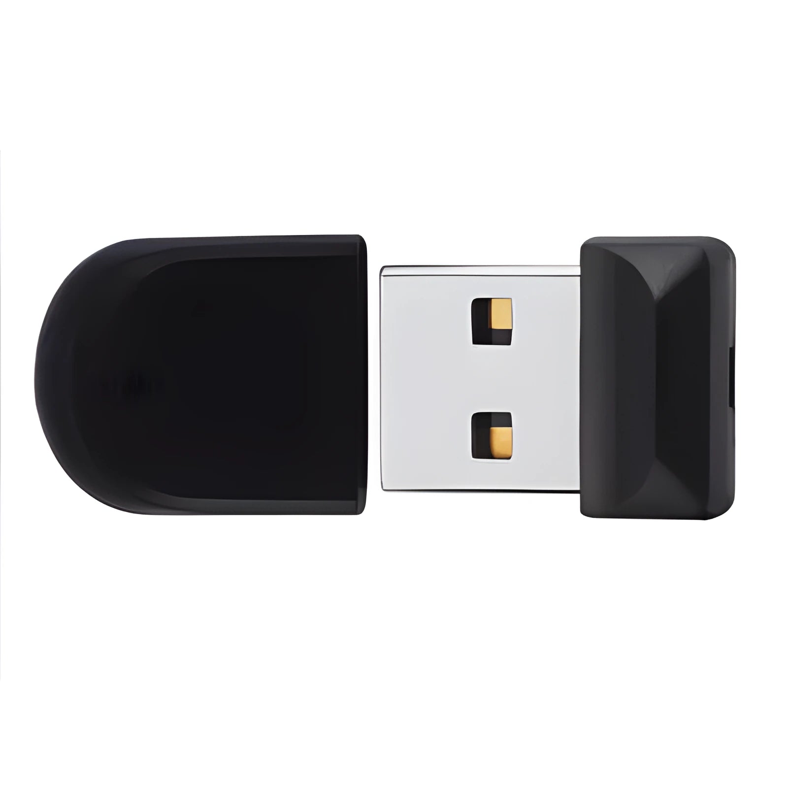 Bidding black USB 2.0 flash drive 128GB with rotating plastic cover on white background