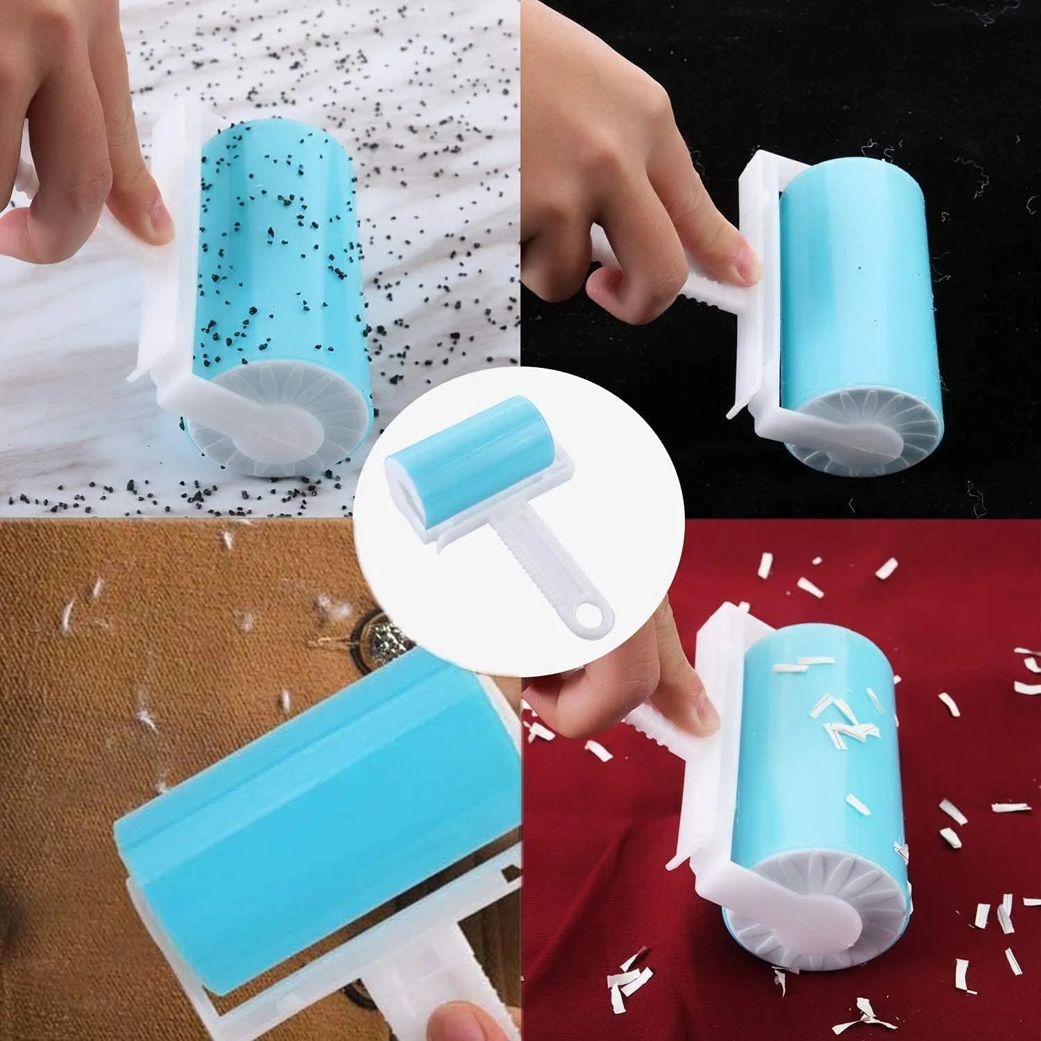 Washable reusable lint roller with protective cover for removing pet hair from clothes and fabrics