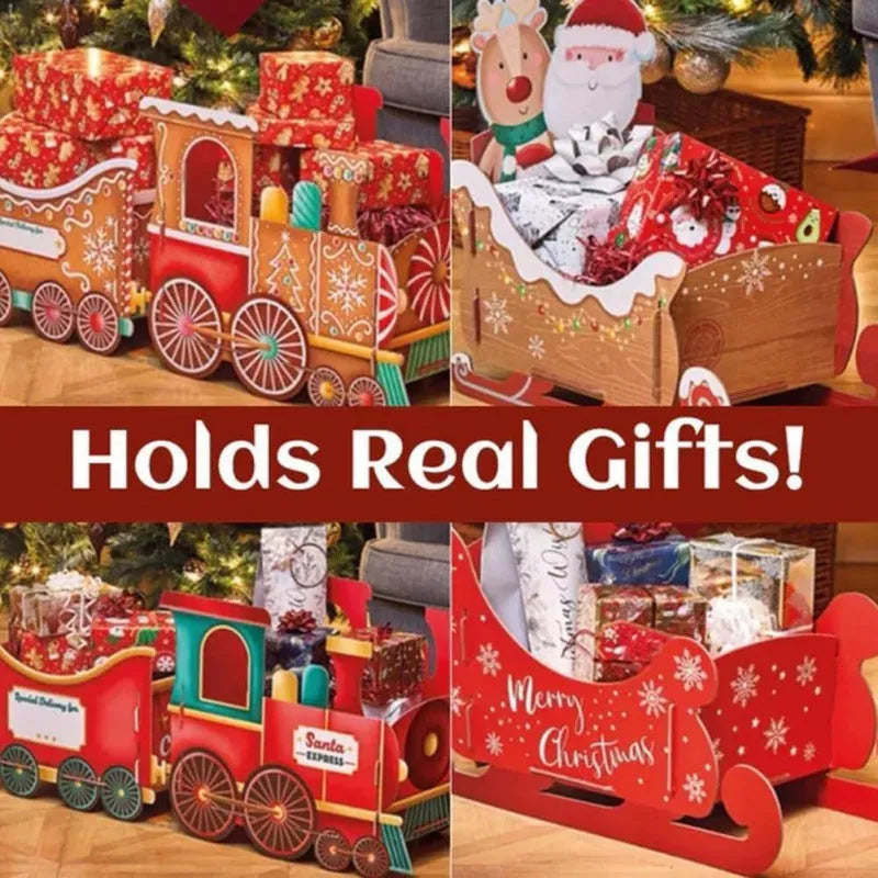 Plastic Santa Claus gift train Christmas decoration in American style for holiday home decor