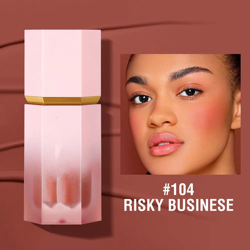 Colourful liquid powder blusher in compact container with multiple style options for universal skin types