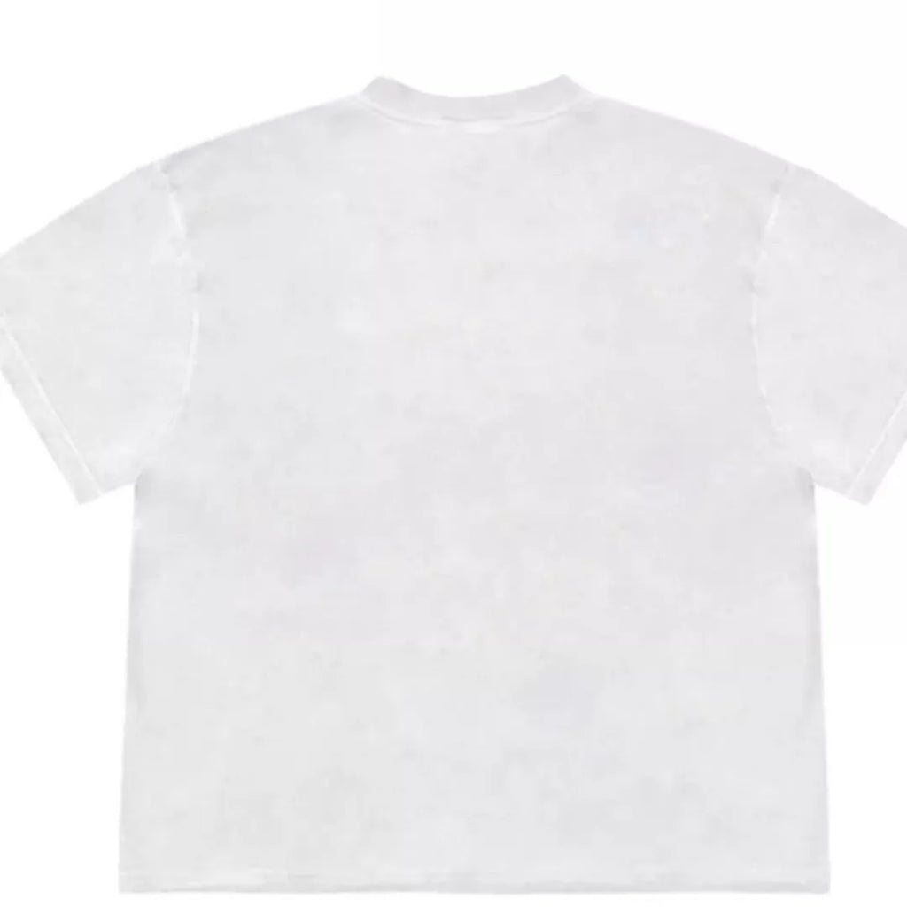 Women's blueberry patchwork design short-sleeved t-shirt in loose fit on ice oxygen cotton fabric.
