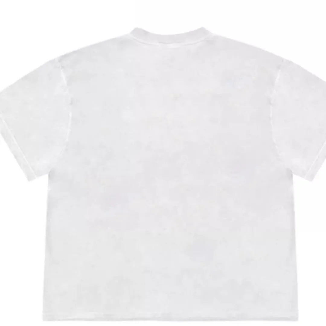 Women's blueberry patchwork design short-sleeved t-shirt in loose fit on ice oxygen cotton fabric.