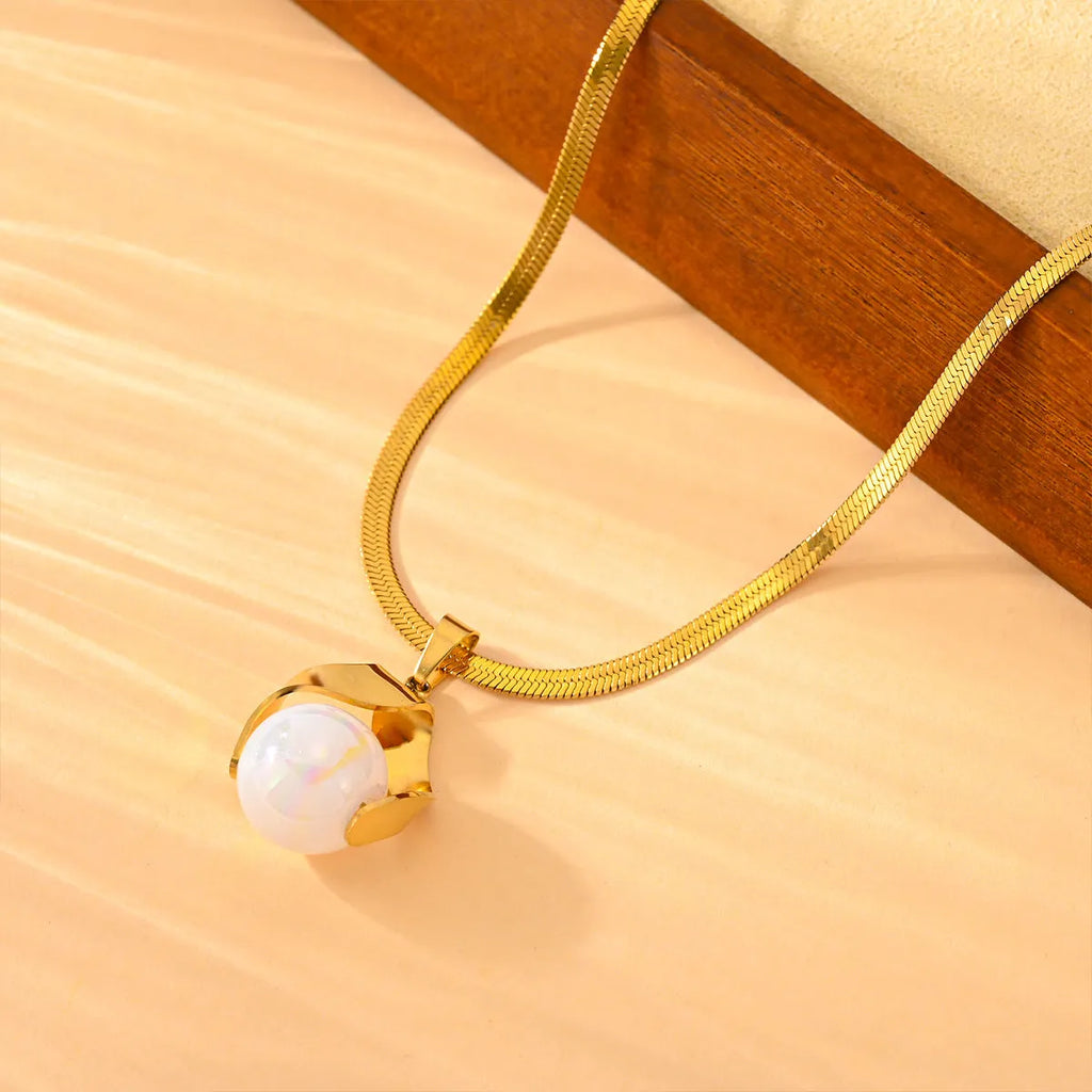 Fashion lady pearl earrings set in titanium steel with electroplating love heart water drop bell shapes, including necklace and stud earrings