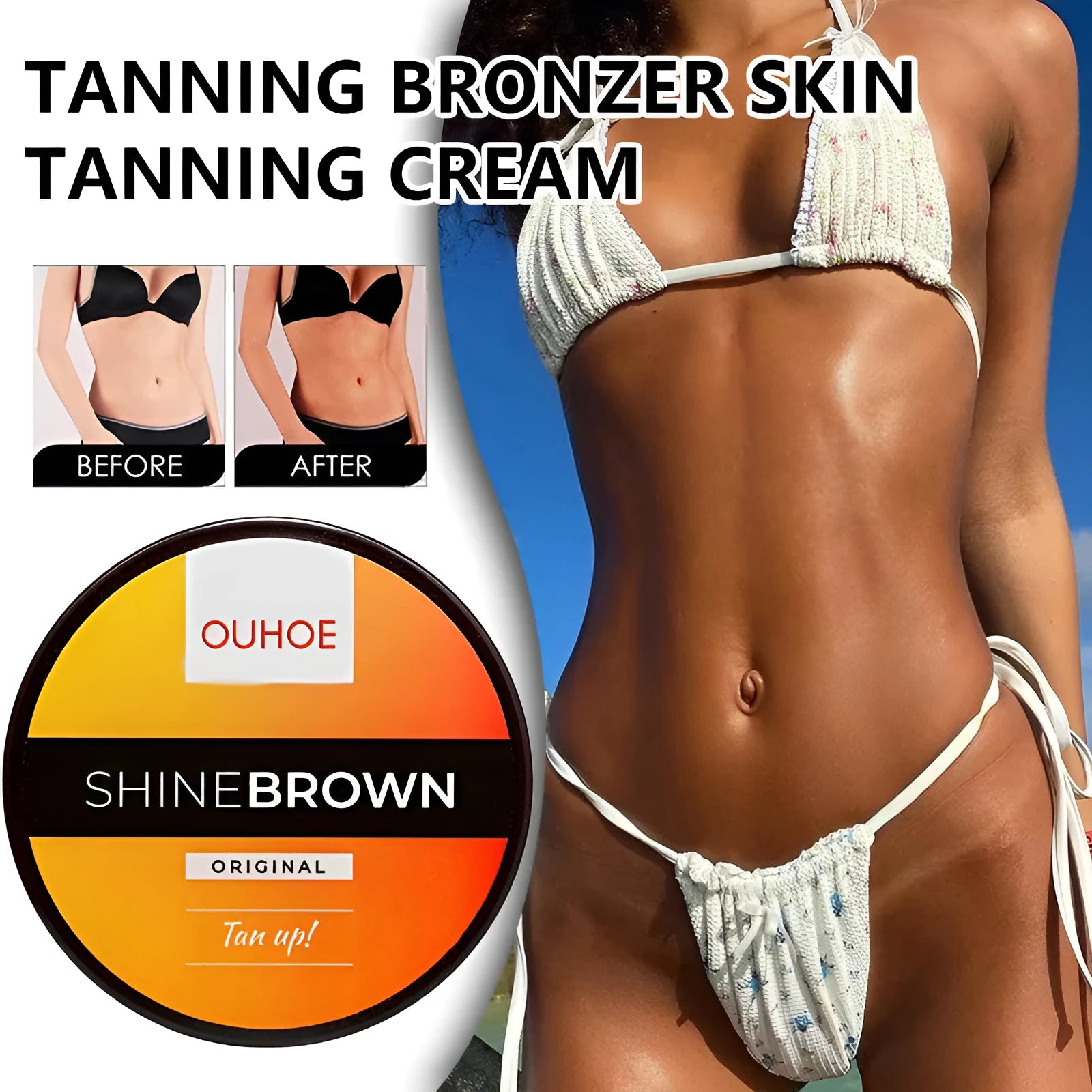 Box containing a tube of tanning cream and a tube of aloe vera gel for after sun care