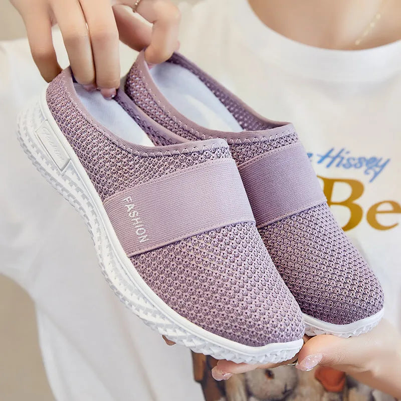 Women's casual shoes with breathable mesh upper and hollow out decorative elements