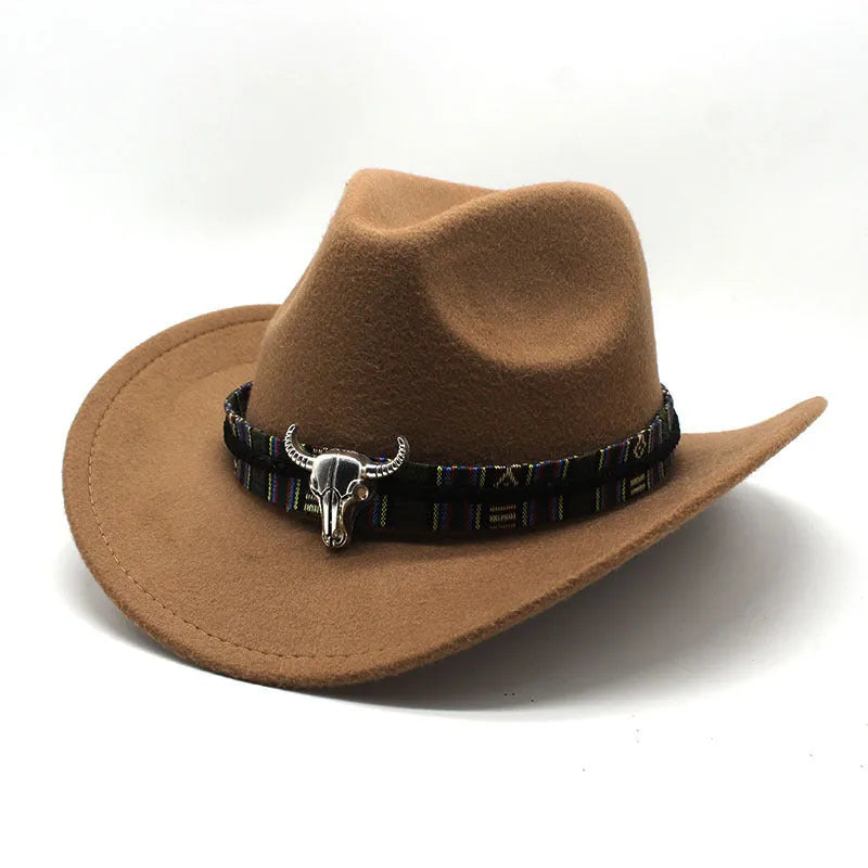 Western cowboy hat with bell crown style in polyester fabric, M size 56-58cm