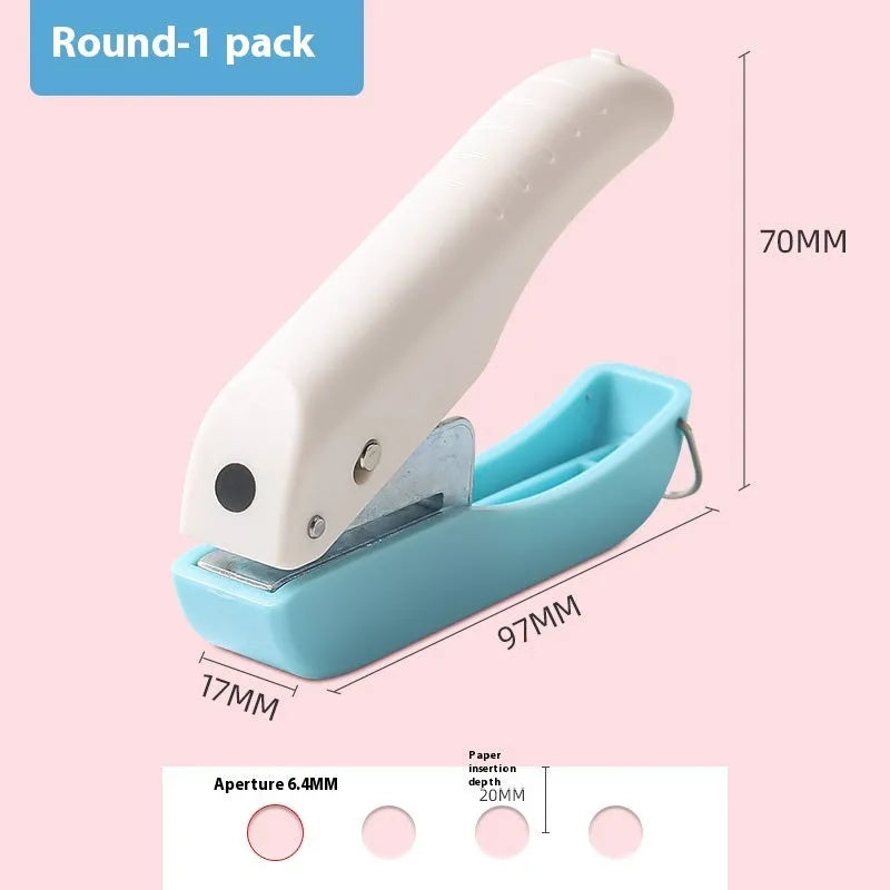 Small hand-held manual embossing punching machine with four pattern options for paper crafts