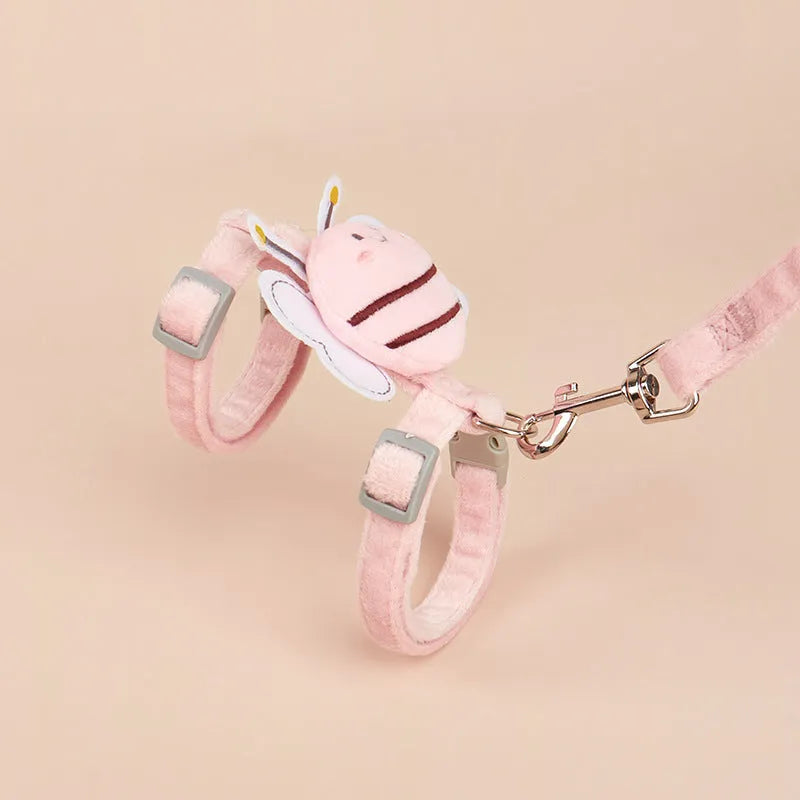 Bee-shaped adjustable cat leash in polyester material with multiple colour options