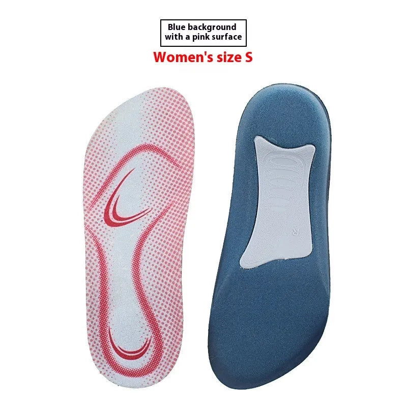 34 arch support plug-in flat foot orthopedic insole seven-point arch design blue background gray men or pink women