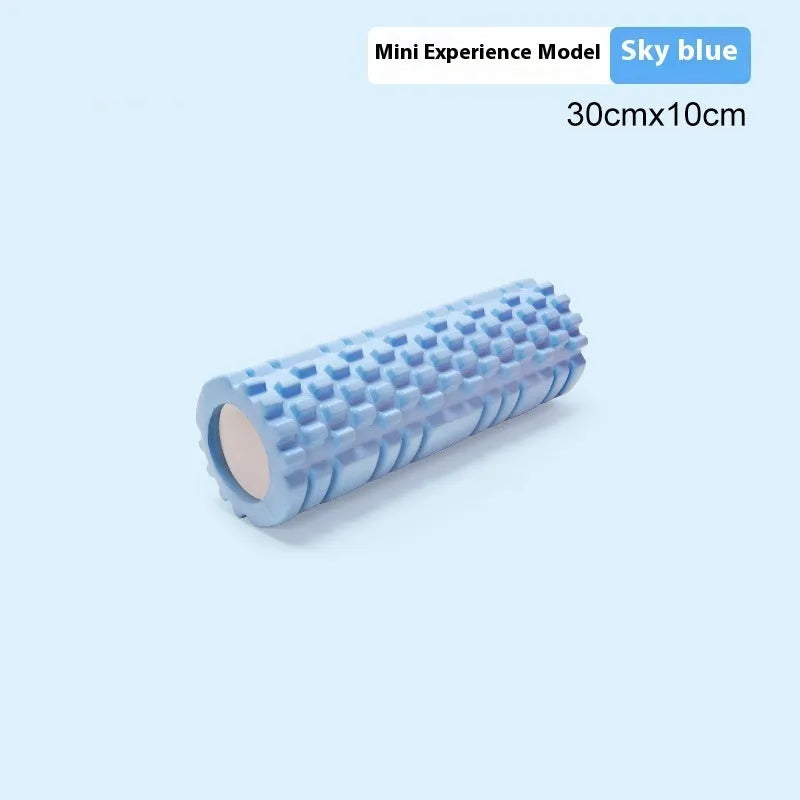 A black EVA foam roller for fitness and muscle recovery, shown next to a grey and pink version.