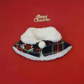 Polyester pet scarf for cat or dog in a Christmas pattern, shown in size M with 26-30cm length.