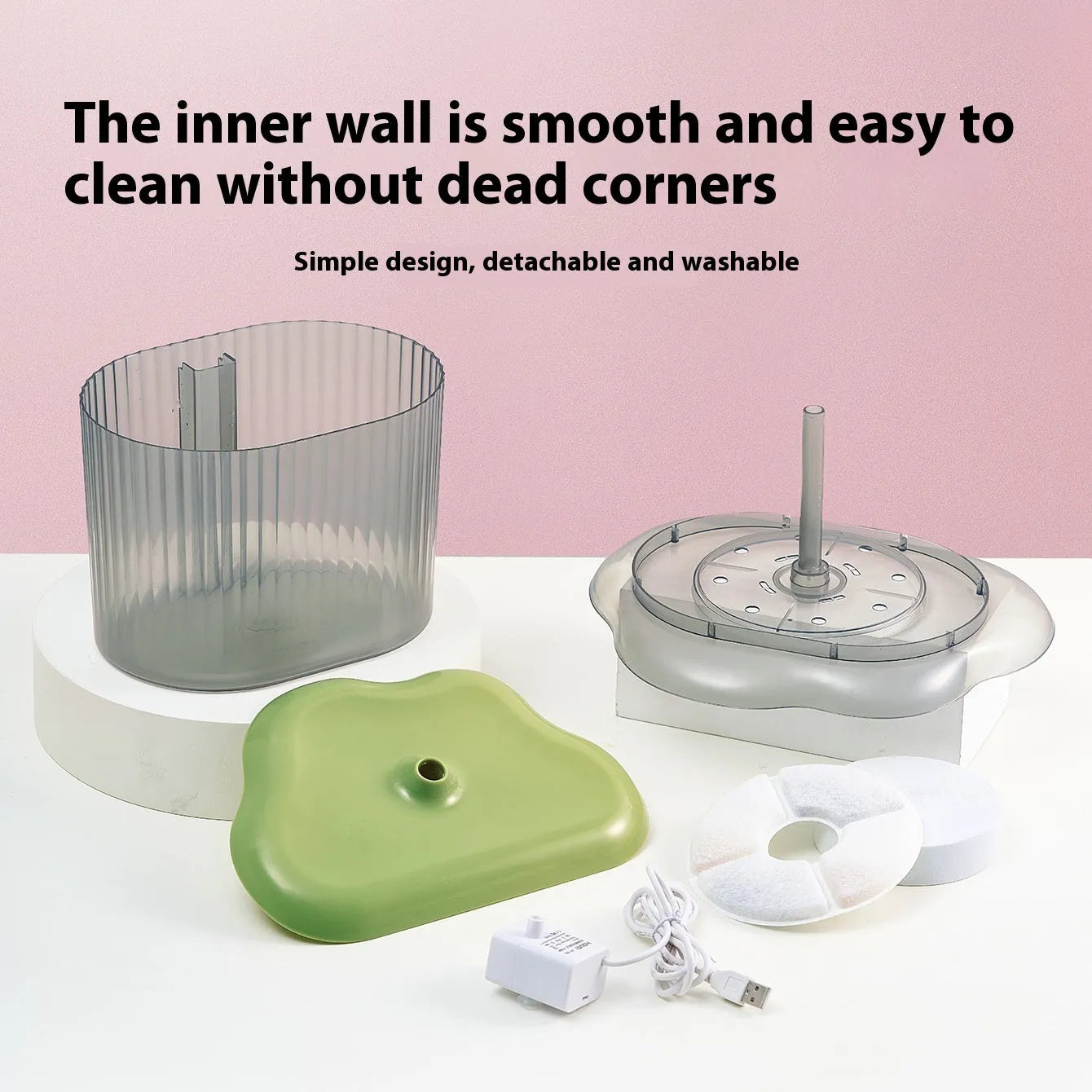 Pets water dispenser intelligent automatic loop filtering water heater for dogs and cats USB 5V in green yellow and transparent gray options