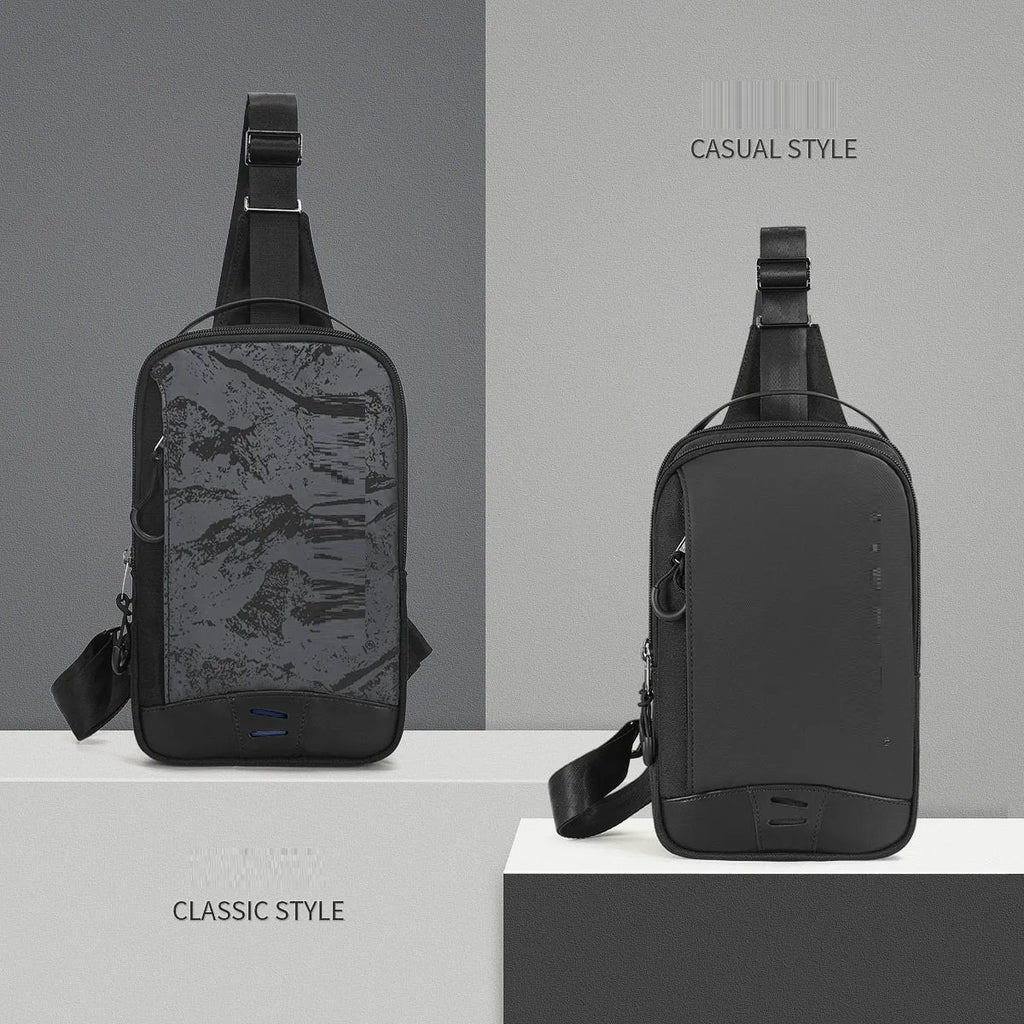 Casual black camouflage chest bag with waterproof function and single shoulder strap