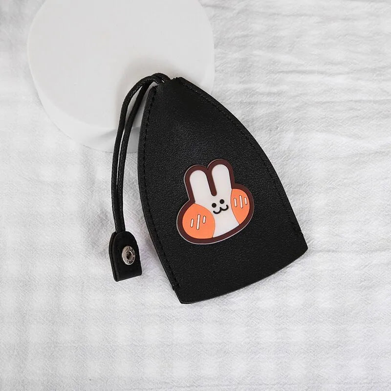 Cartoon design pull-out car key case in PU leather with removable decorative cover