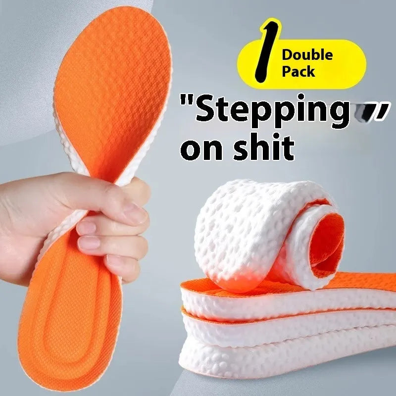Breathable PU sports insoles in black, grey and orange with trim-to-fit edges for sizes 35-46