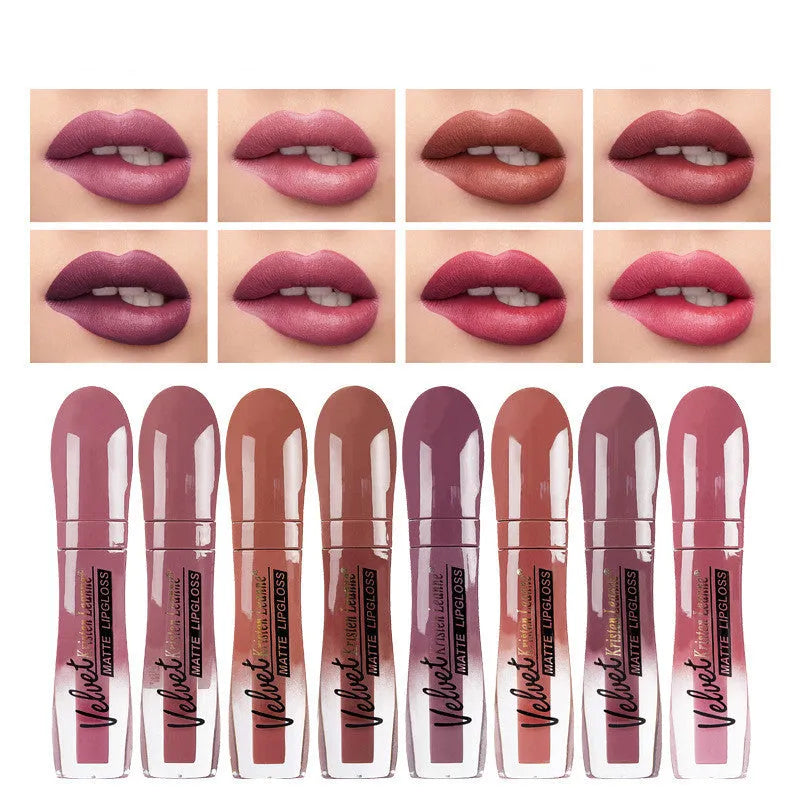 Matte fog lipstick in shade C802 on a white background showing the slim 11.8cm stick
