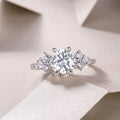2 carat moissanite wedding ring set S925 silver platinum plated with GRA certificate in gift box