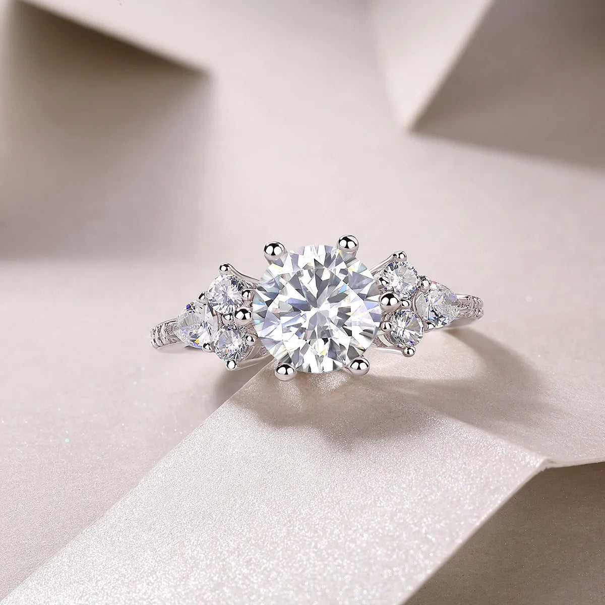 2 carat moissanite wedding ring set S925 silver platinum plated with GRA certificate in gift box