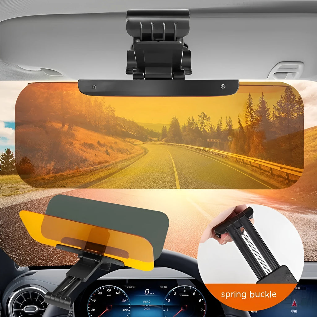 Anti-high beam car sun visor with acrylic lens and telescopic installation for universal vehicle fit