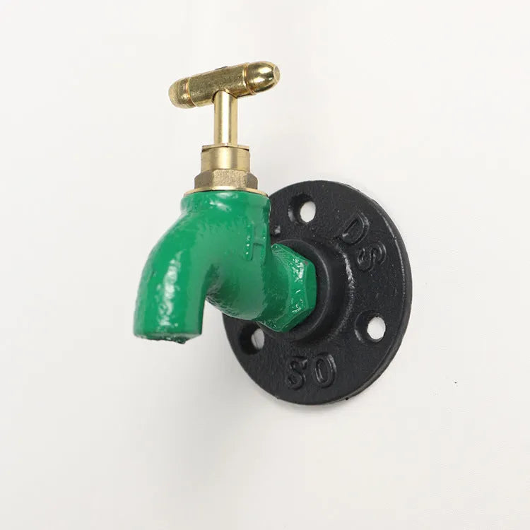 Metal wall-mounted water pipe style towel rack hook in black, green, or red polished finish.