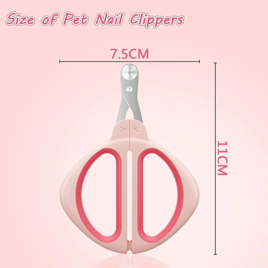 Blue pet nail clipper with a round positioning hole and non-slip handle on a white background.