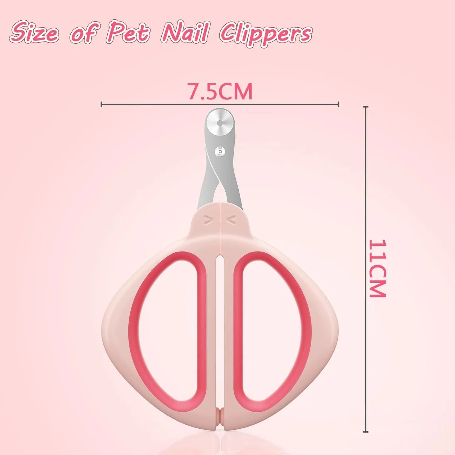 Blue pet nail clipper with a round positioning hole and non-slip handle on a white background.