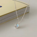 Women's geometric pendant necklace with adjustable silver chain and polished 925 silver finish