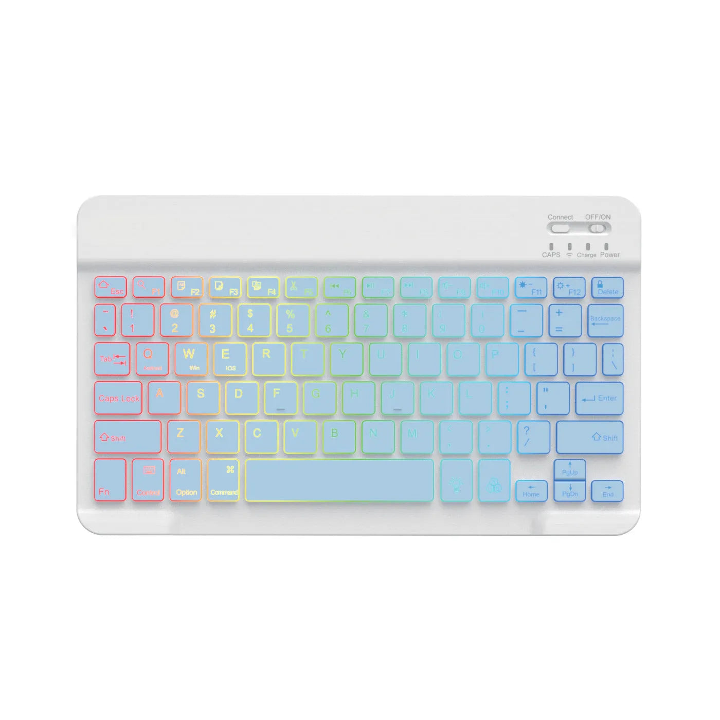 10-inch Bluetooth keyboard for tablets with colourful backlight in one of eight body colour options