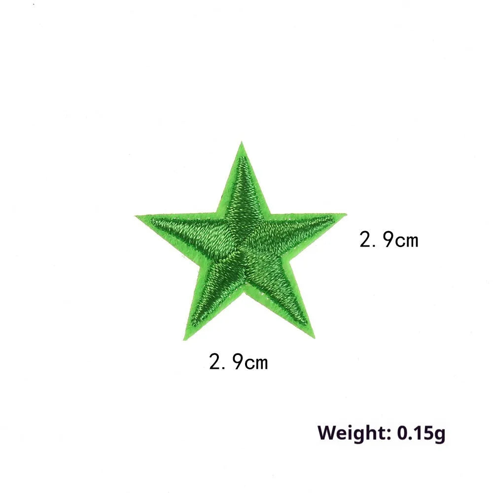 Five-pointed star embroidery label cloth stickers in assorted colours for clothing decoration