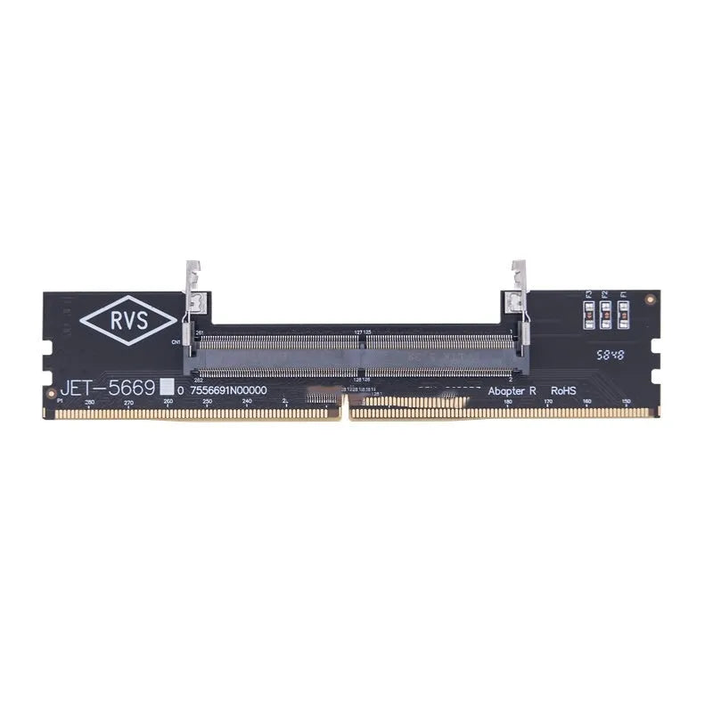 DDR4 laptop to desktop memory adapter card showing SODIMM and DIMM connectors.