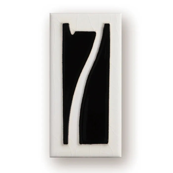 Handmade enamel art ceramic retro doorplate with number, 76 × 152mm dimensions