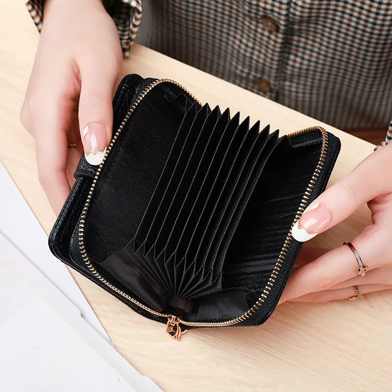 Ladies short wallet with lychee pattern in two-fold design showing four colour options