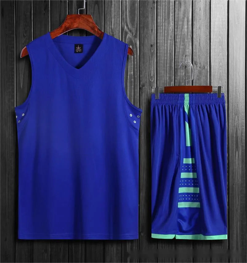 Black and white breathable sports vest and pants set for basketball and training.