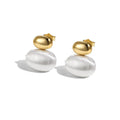 Doudou women's 925 silver stud earrings, 17mm length, electroplated finish, silver colour.