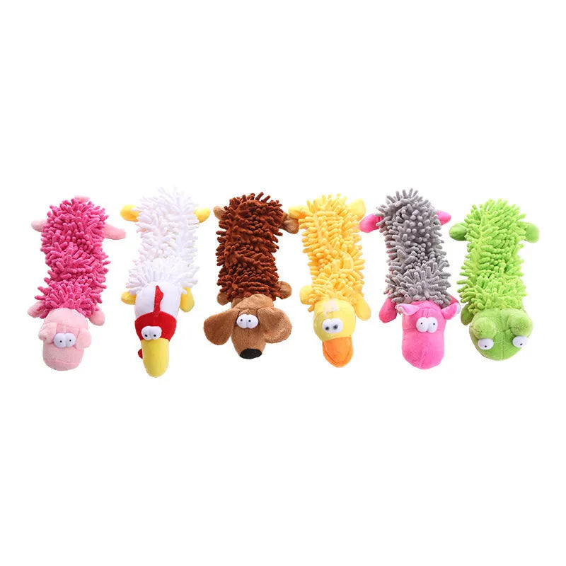 Brown dog design horse molar plush chew toy with microfiber filling and squeaker