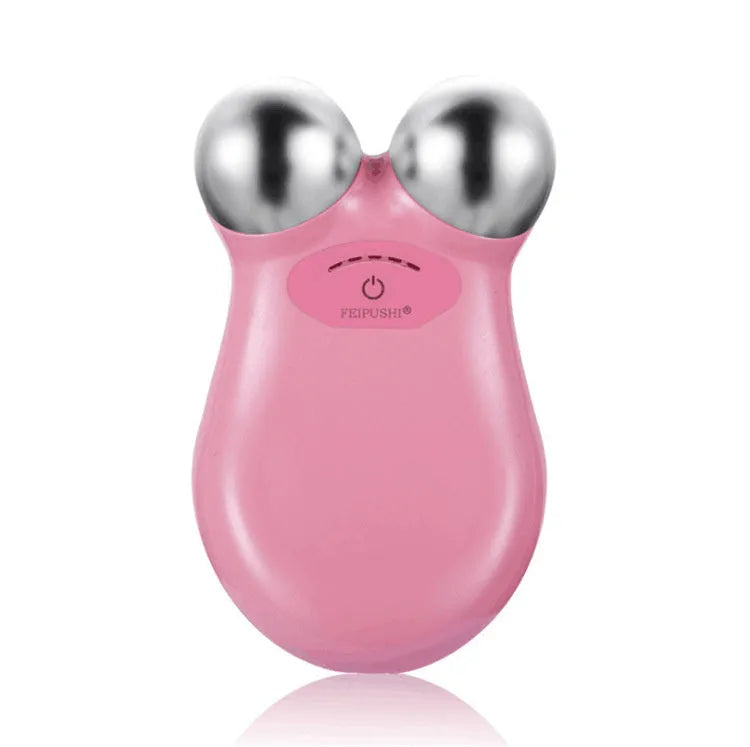 Pink and white micro current facial lifting device for skin firming.