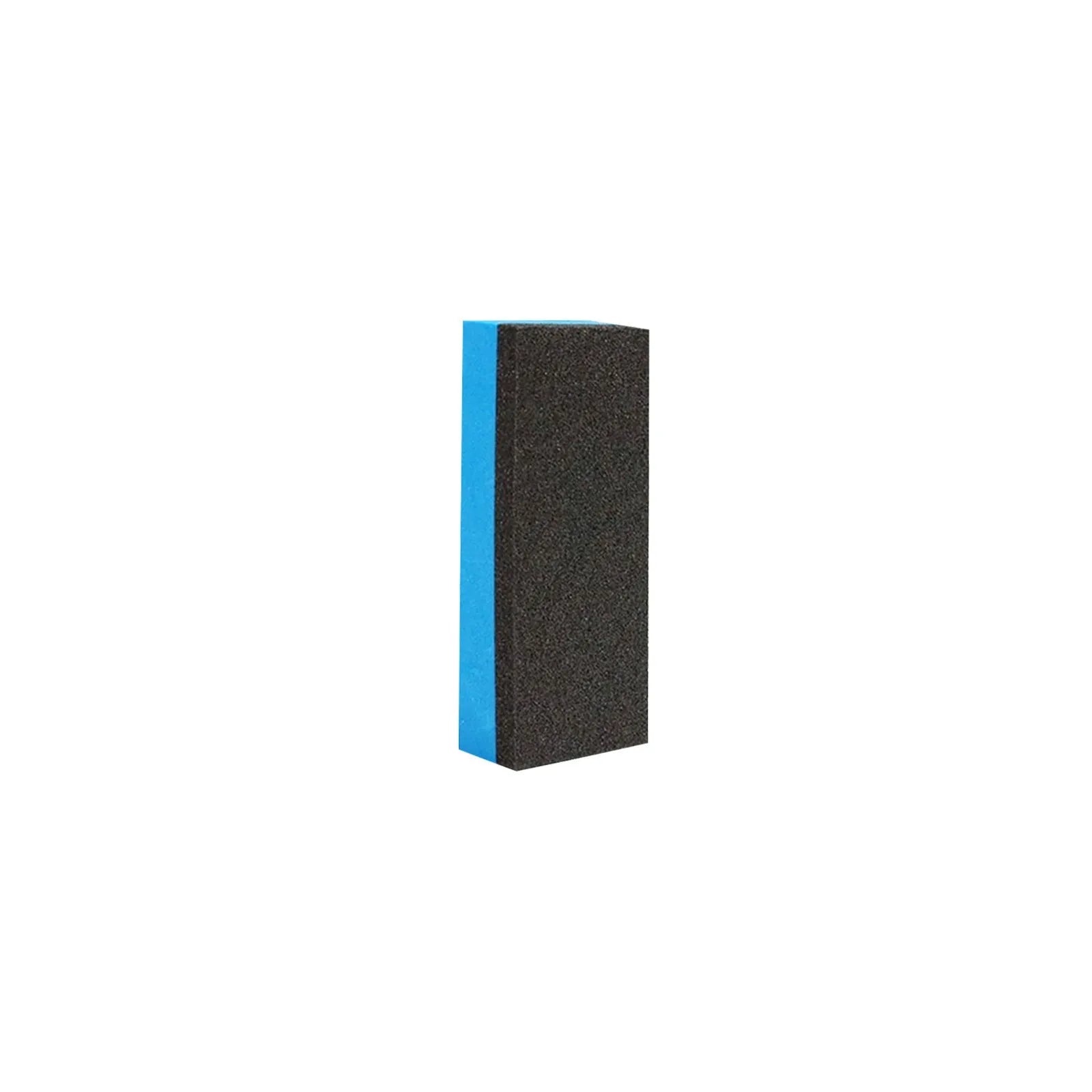 Automotive iron powder remover spray bottle with blue square sponge on car surface