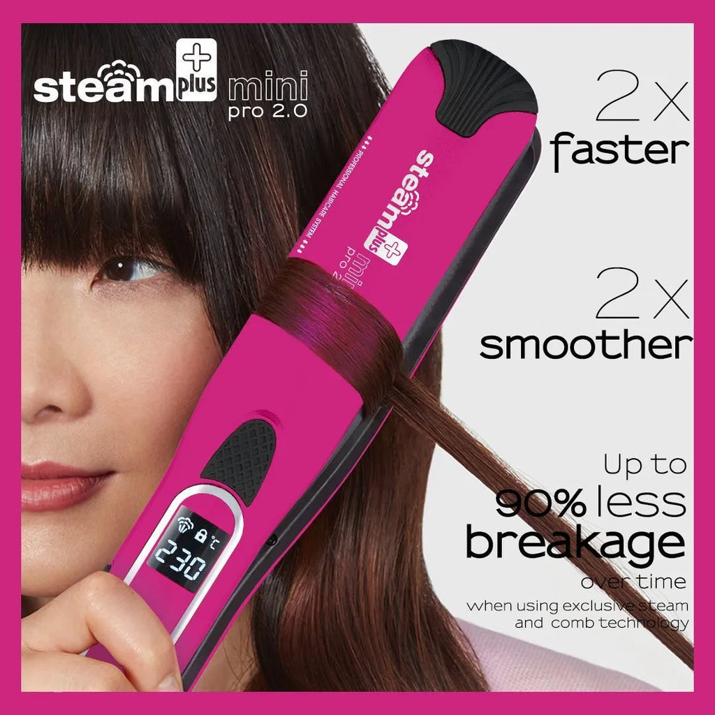 Mini steam hair straightener in champagne colour with 200W power for curling and straightening