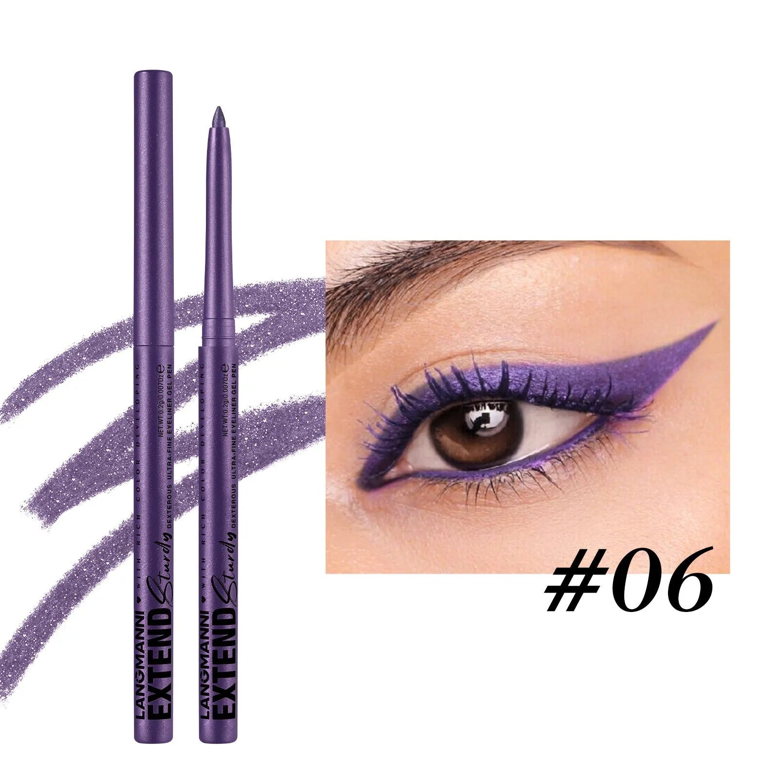 12 colourful gel glitter eyeliner pencils with waterproof formula in matte metallic pearl finishes