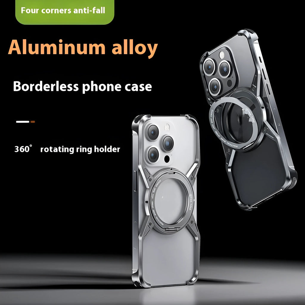 Rotary magnetic adhesive bracket hollow aluminium alloy phone case for iPhone in Deep Space Gray