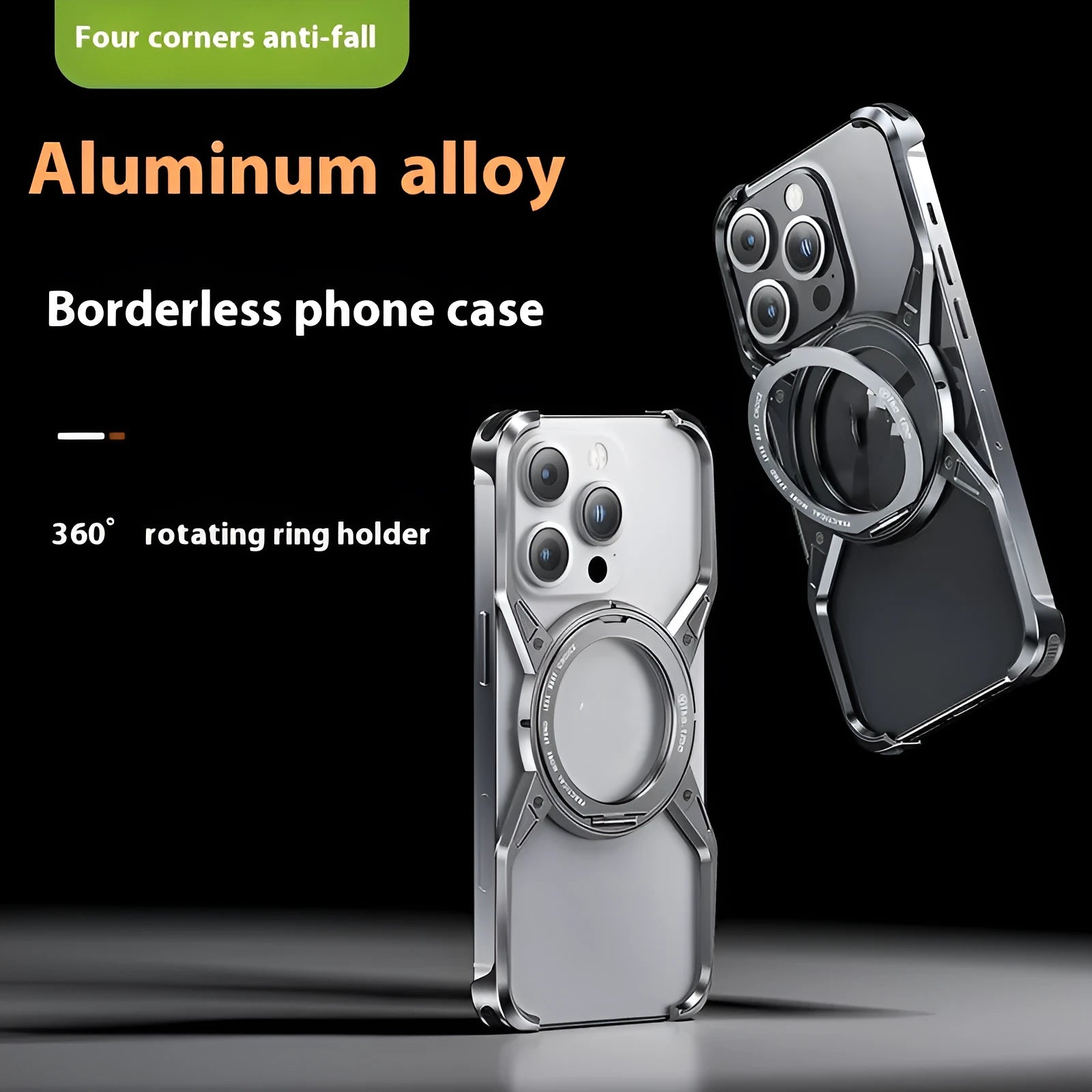 Rotary magnetic adhesive bracket hollow aluminium alloy phone case for iPhone in Deep Space Gray