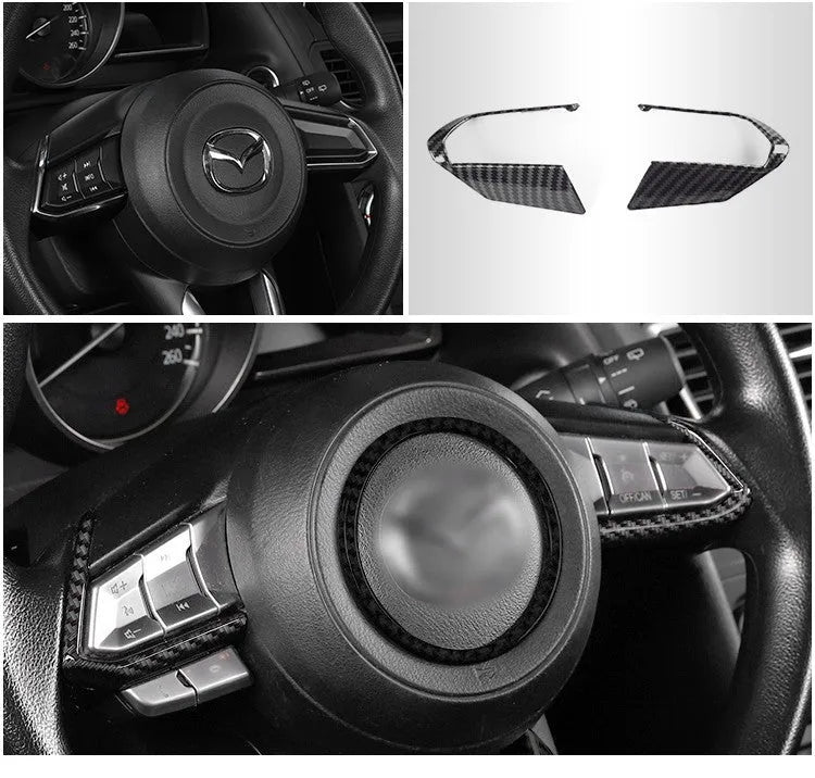ABS carbon fibre steering wheel frame covers for 21 style models with adhesive backing