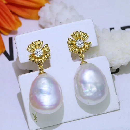 Baroque floral design sterling silver earrings with matching ring holder in gold and silver colour options