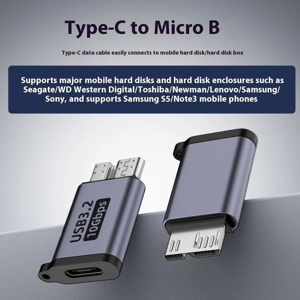 Micro B adapter cable for data transfer and charging between Type C, USB and Micro B devices