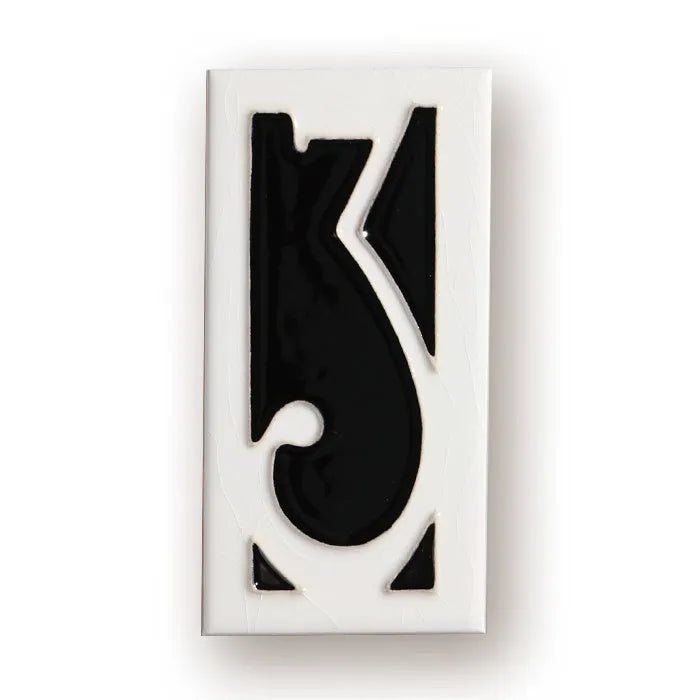 Handmade enamel art ceramic retro doorplate with number, 76 × 152mm dimensions